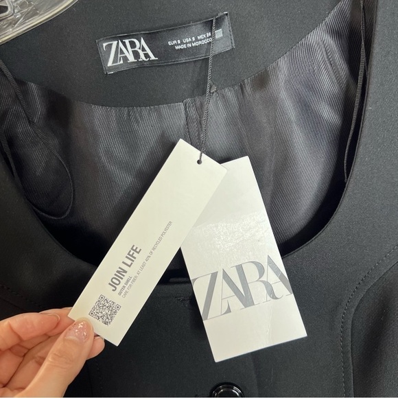 Zara Blazer Top Women Small Jacket Black Fitted Button Up Preppy Career C3 - Picture 4 of 9